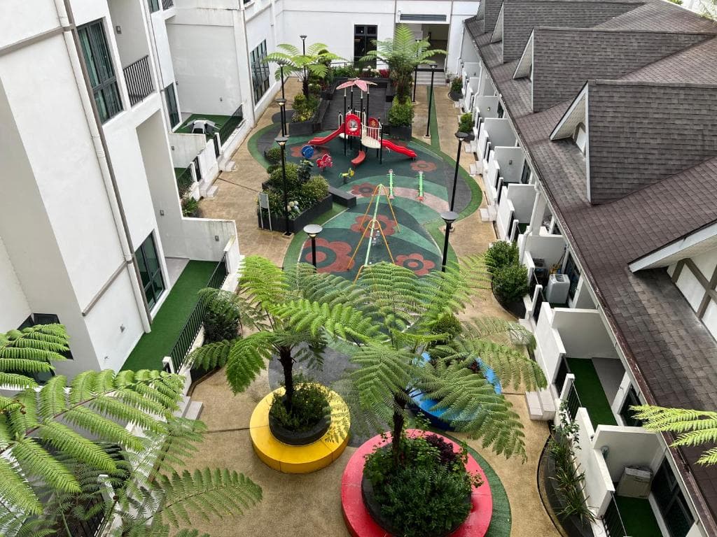 Well-lit corridor connecting all areas